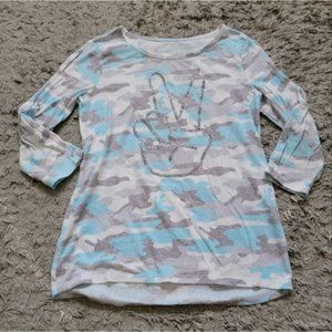 Blue camouflage 3/4 sleeve